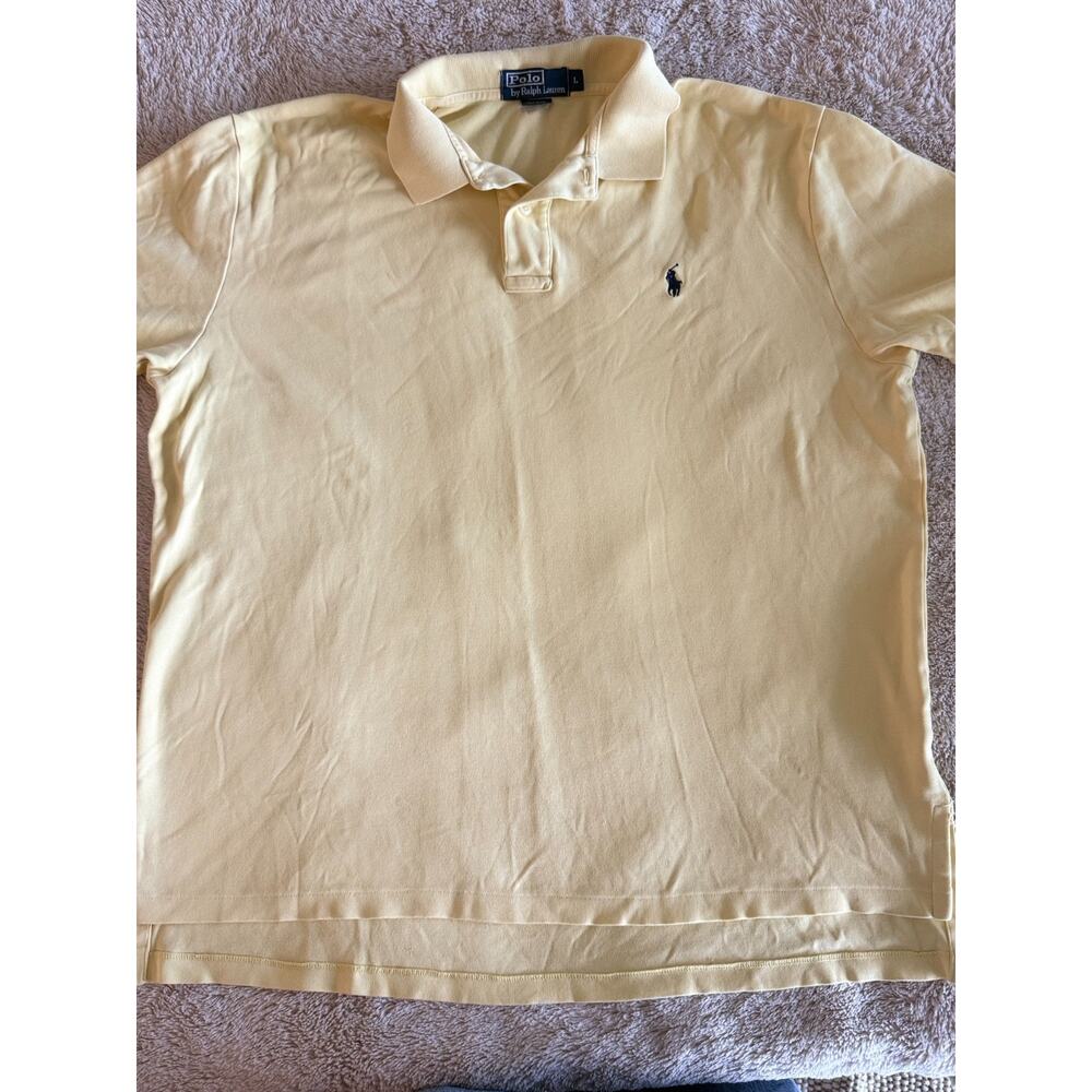 Polo Ralph Lauren Yellow Polo Shirt Mens Large Cotton Mesh Pony Logo Classic Fit - Picture 11 of 11
